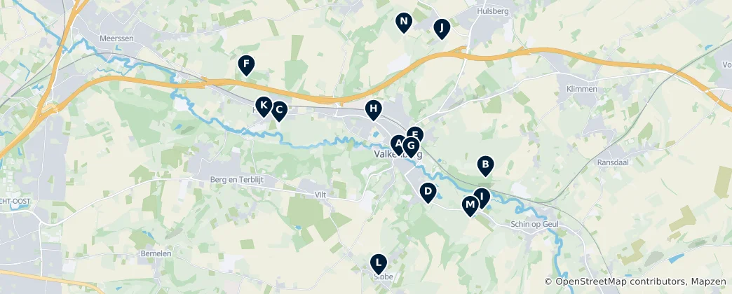 Mapa Religious Sites in Valkenburg