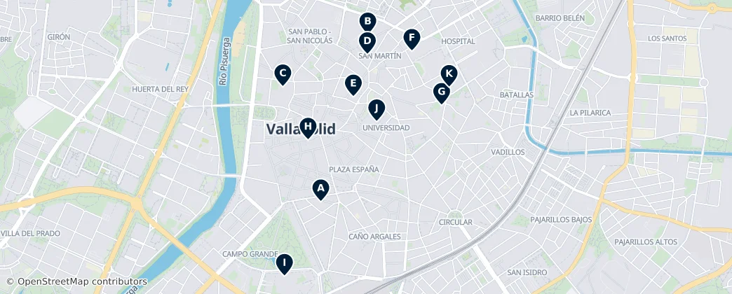 Map of Culture & Universities in Valladolid