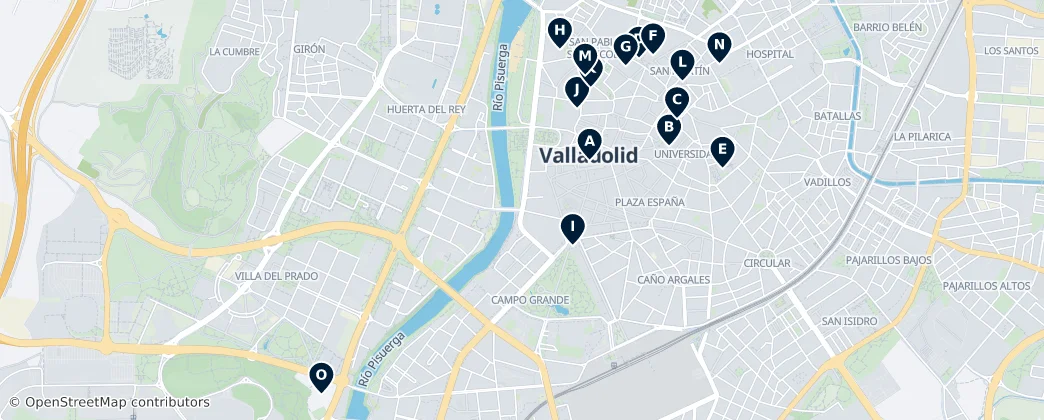 Map of Historic Sites of Valladolid