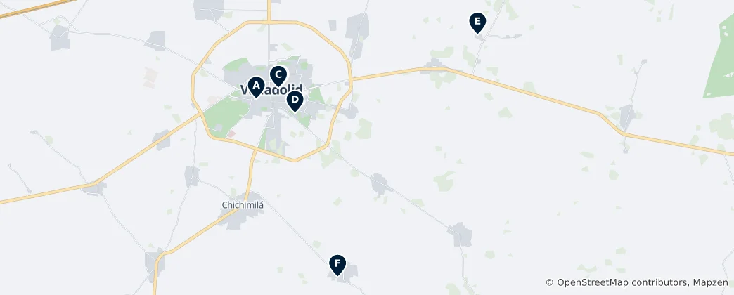 Mapa Valladolid Landmarks