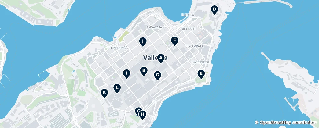 Mapa de Imperdíveis de Valletta