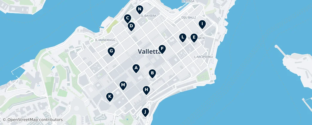 Map of Valletta's Sacred Sites