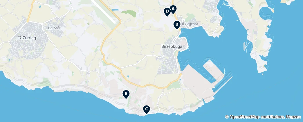 Mapa Archaeological Sites in Birżebbuġa