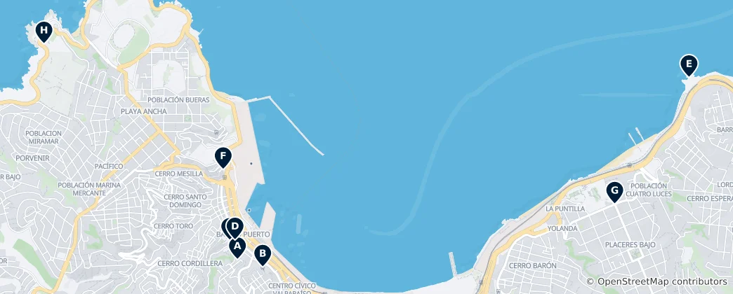 Mappa di Valparaíso Historical & Architectural Sites