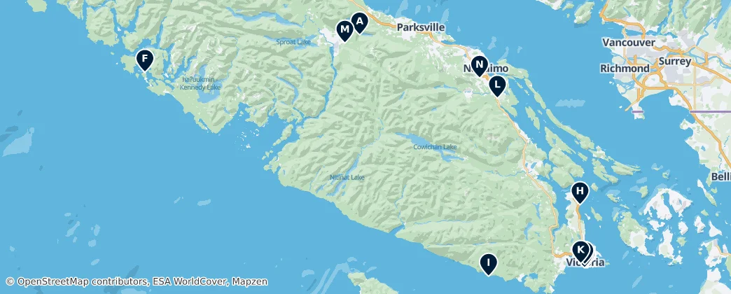 Karte von Vancouver Island und Küste / * Essentials