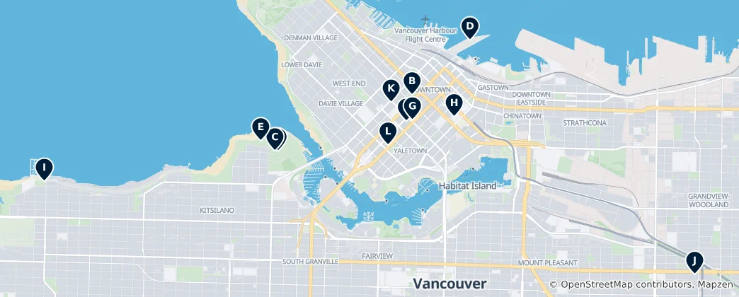 Map of Vancouver Cultural Attractions