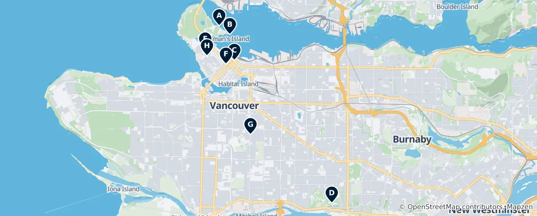 Mapa Vancouver's Hidden Gems
