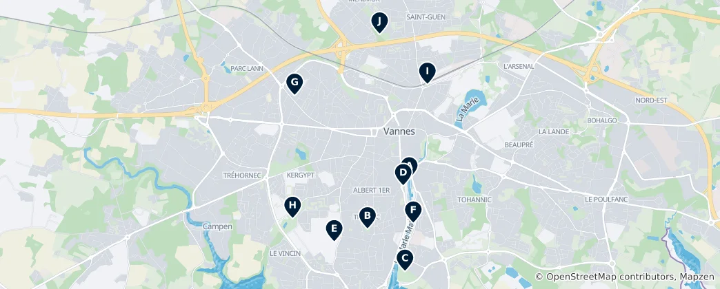 Map of Outdoor & Leisure in Vannes