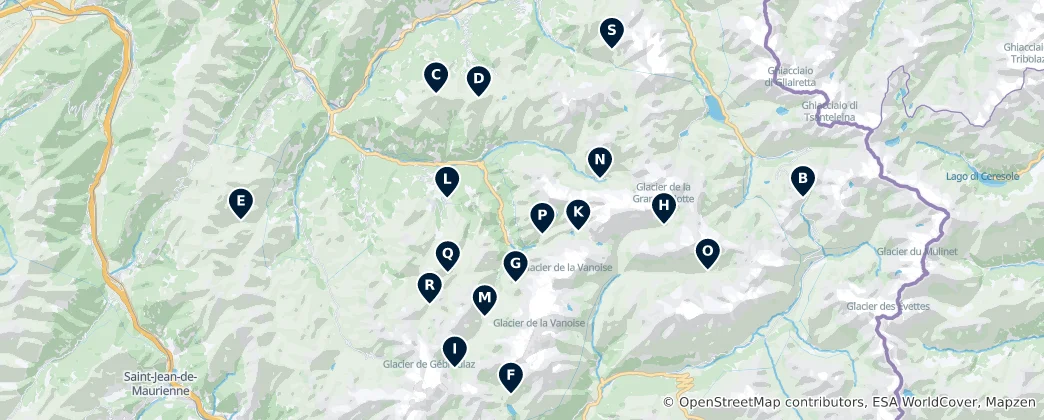 Mappa di Alpine Peaks and Viewpoints