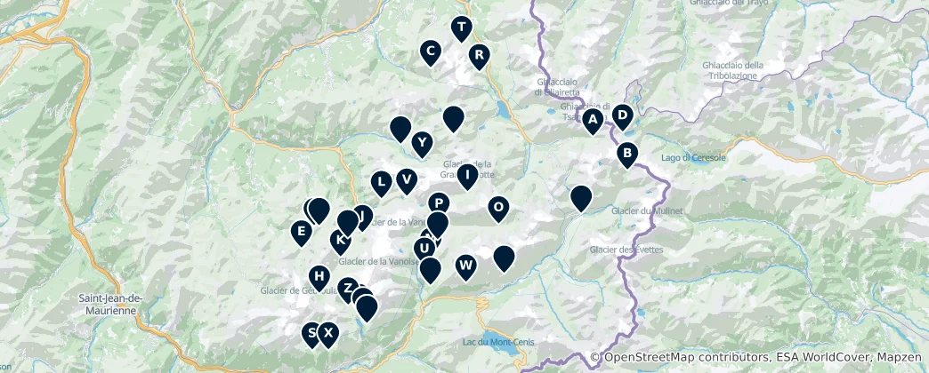 Map of Alpine Mountain Huts
