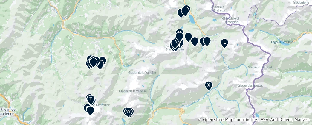Map of Ski Lift Destinations