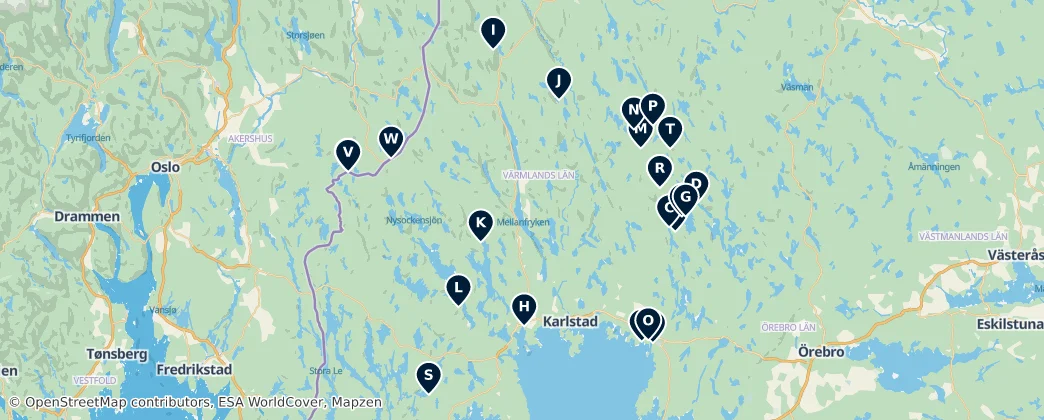Map of Historical Sites of Sweden