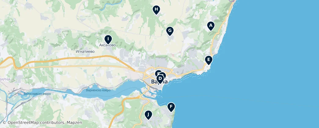 Карта Churches and Monasteries of Varna