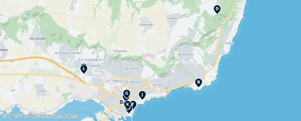 Map of Historical Sites in Varna