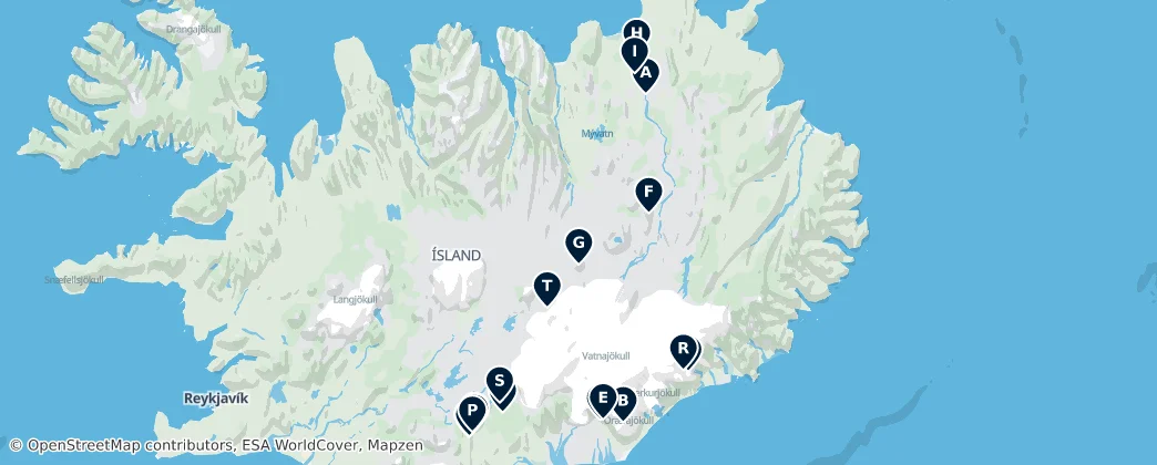Map of Iceland's Majestic Peaks and Viewpoints