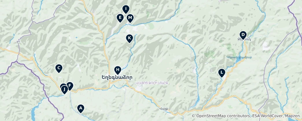 Mapa de Vayots Dzor Province: Essential Treasures