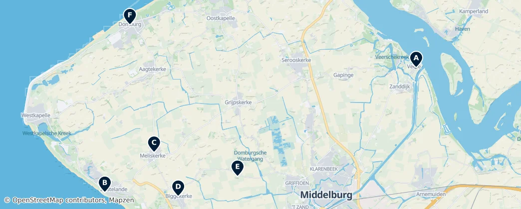 Historic Churches in Veere — Karte