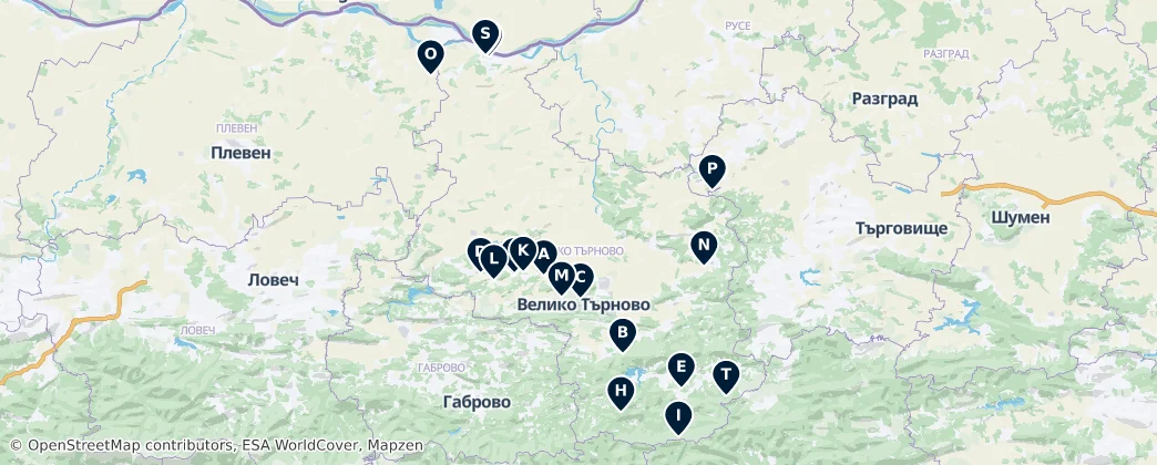 Kaart van Bulgaria's Natural Wonders