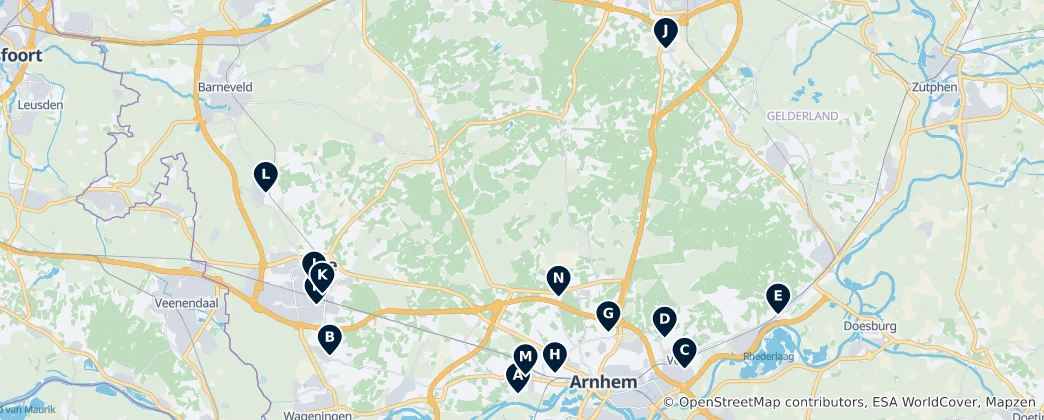 Mapa De Historic Churches of the Veluwe