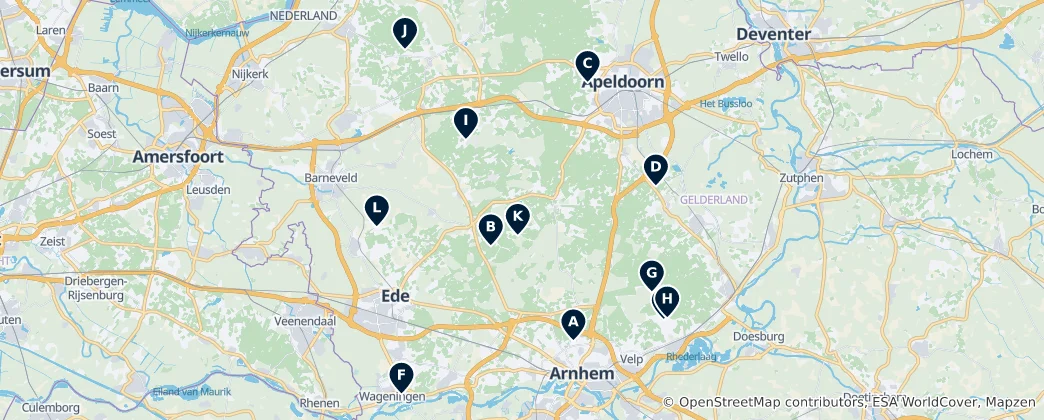 Mapa Nature Wonders of the Veluwe