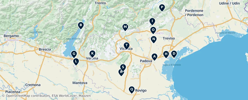 Map of Historic Castles and Villas of Veneto