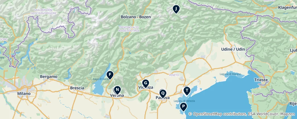 Map of Historic Churches of Veneto