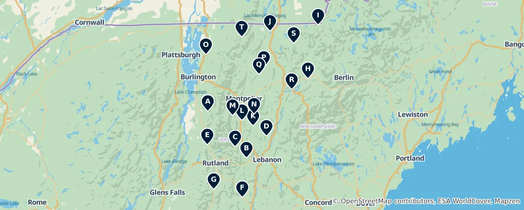 Mappa di Vermont Libraries