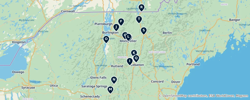 Map of Vermont Museums and Galleries