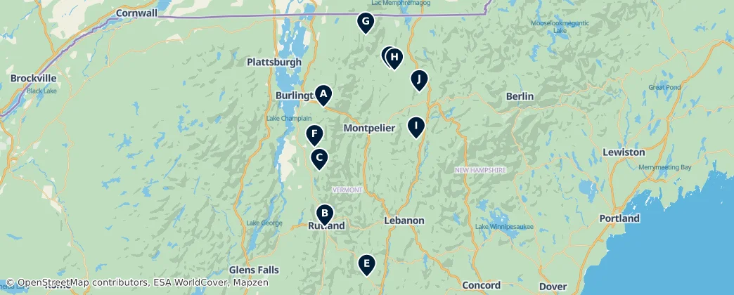 Map of Vermont Places of Worship