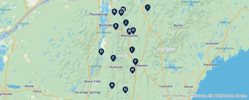 Map of Vermont's Essential Green Mountain Gems