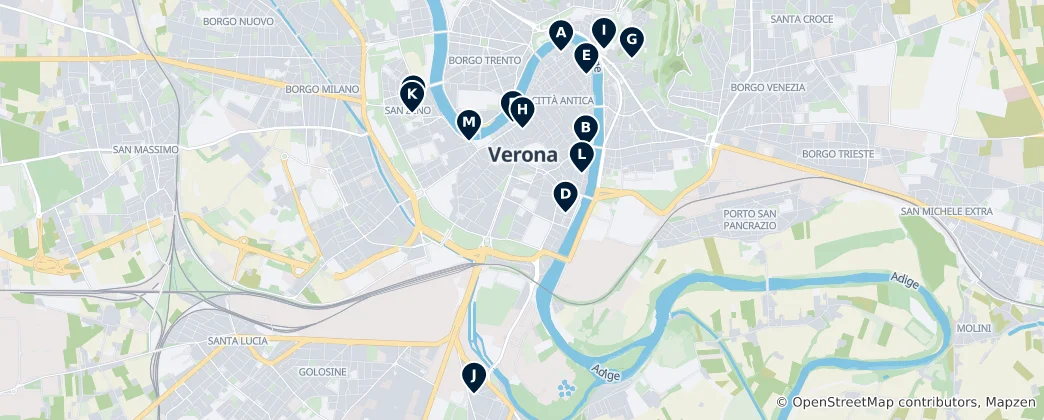 Map of Historic Churches of Verona