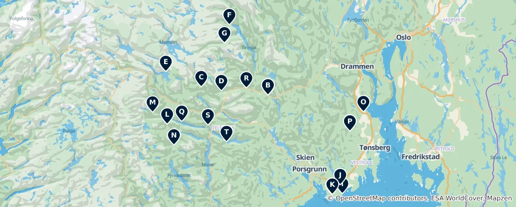 Map of Norwegian Heritage Churches