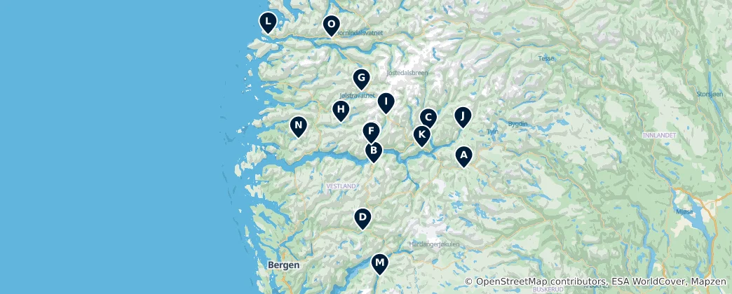 Mapa Historic Norwegian Churches
