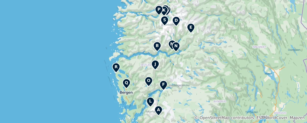Mappa di Norway's Hiking & Camping Adventures