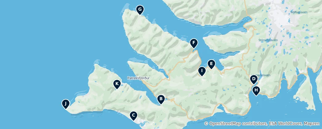 Map of Vesturbyggð Essentials