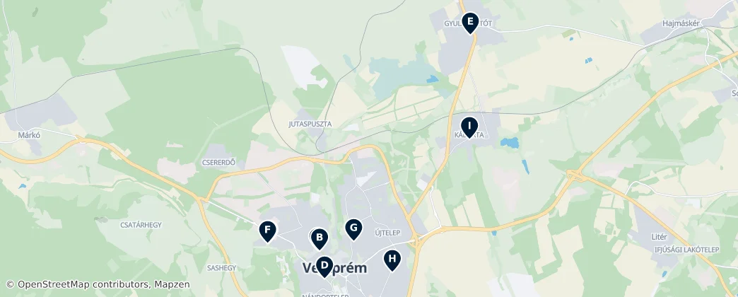 Religious Sites in Veszprém — mapa