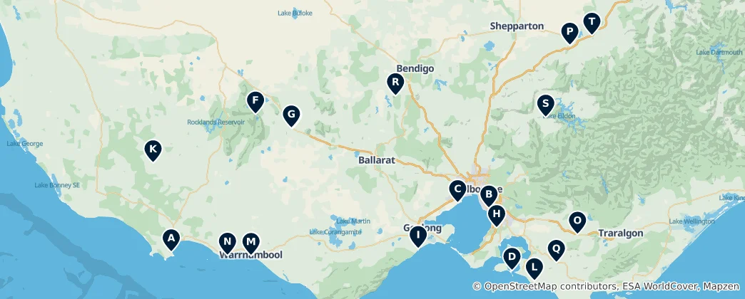 Mapa Australian Museums and Galleries