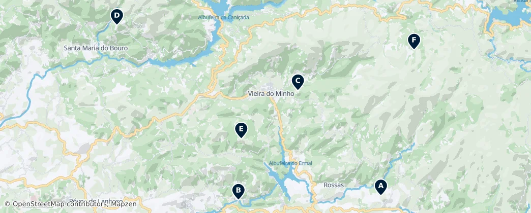 Map of Historical Sites of Vieira do Minho