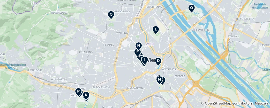 Mappa di I Parchi e Giardini di Vienna
