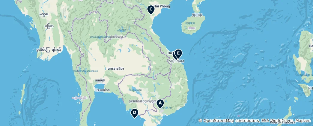 Mappa di Editor's Choice Vietnam