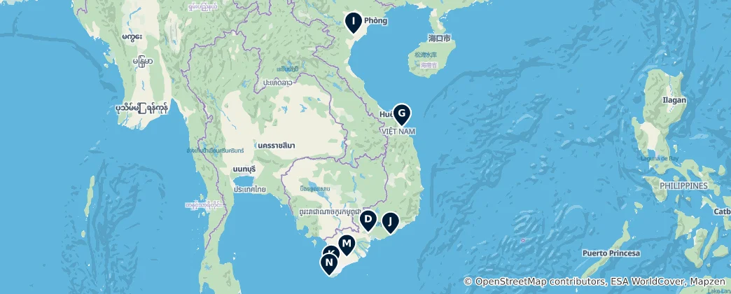 Map of Vietnam's Temples and Churches