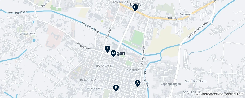 Karte von Vigan's Historic Landmarks