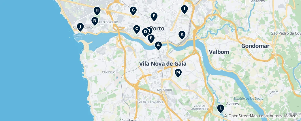 Mapa Porto's Parks and Gardens