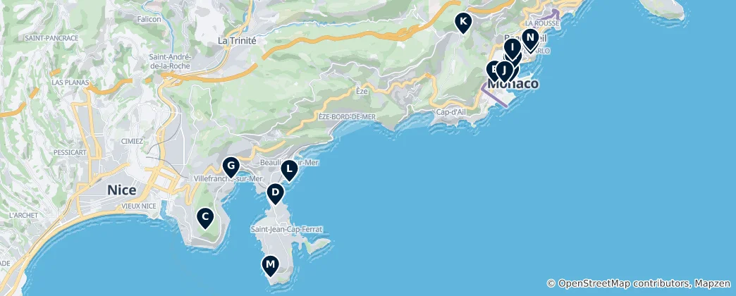 Mapa Beausoleil's Unmissable Gems