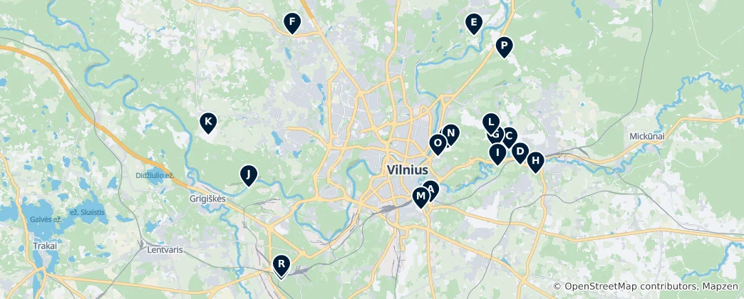 Map of Vilnius Historical Sites