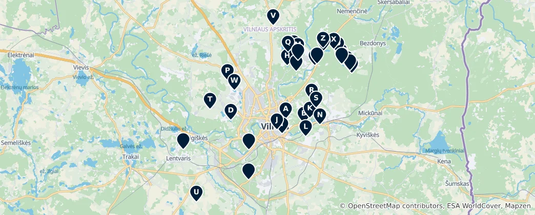 Map of Vilnius Nature & Views
