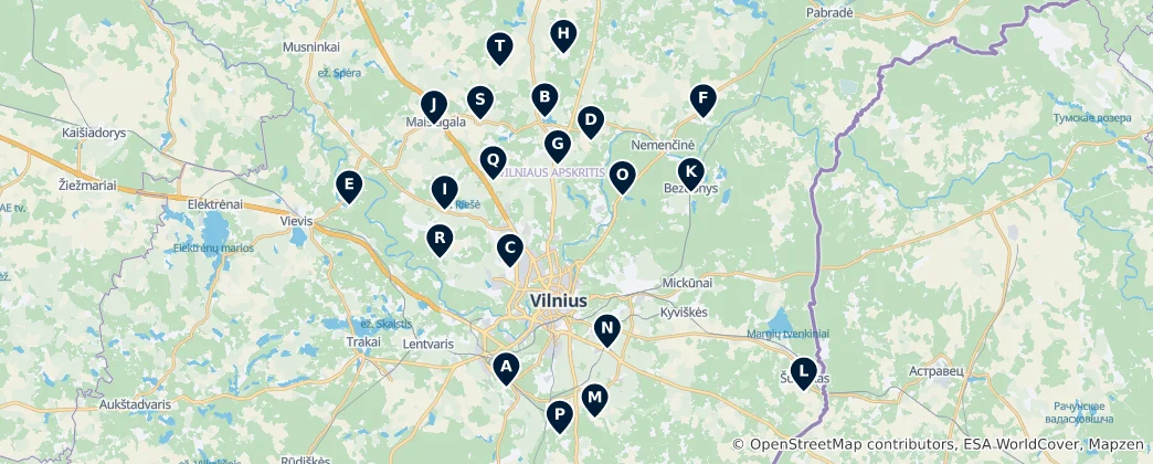 Map of Lithuanian Manor Houses