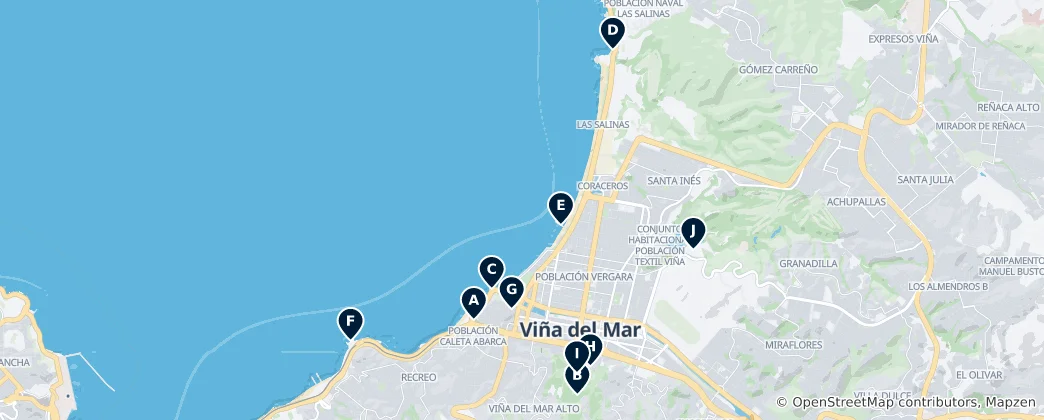 Map of Viña del Mar Must-Sees