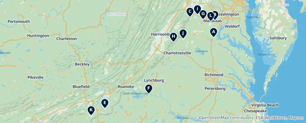 Mapa Virginia Craft Beverages