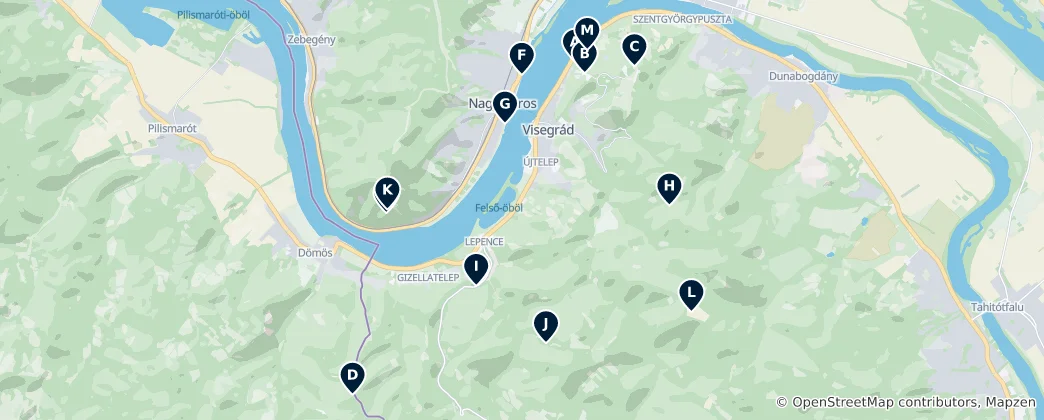 Térkép: Visegrád Viewpoints & Peaks